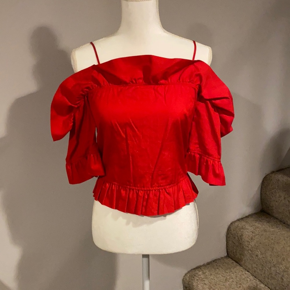 H&M Red Off the Shoulder Blouse